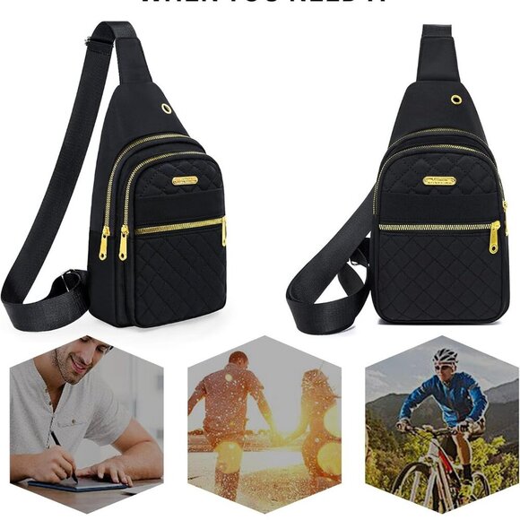 Nylon Crossbody Sling Bag for Men Women Small Capacity Multiple Use - Picture 7 of 8